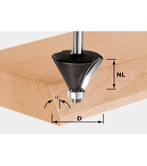 FESTOOL Фреза для профилирования фасок HW с хвостовиком 12 мм HW S12 D55/20/45°  