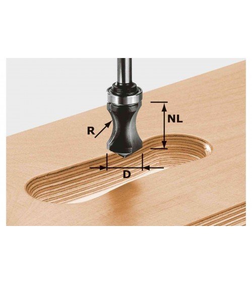 FESTOOL Фреза для профилирования пазов под ручки HW с хвостовиком 8 мм HW S8 R16/NL32