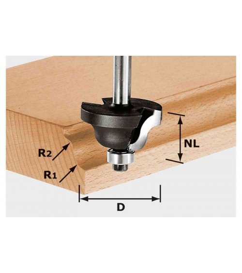 FESTOOL Двухрадиусная фреза HW S8 D31,7/R4/R4
